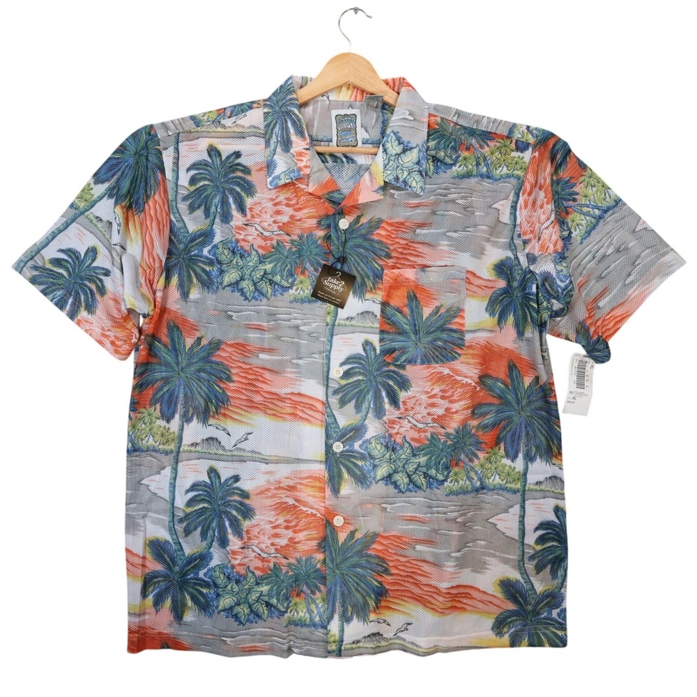Ocean Current Button Up Shirt Mens XL Multi Color New‎ Tropical Mesh